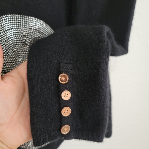 Kings Of Cole Pure Cashmere Rhinestone Skull Cardigan, Size XS - Picture 5 of 7